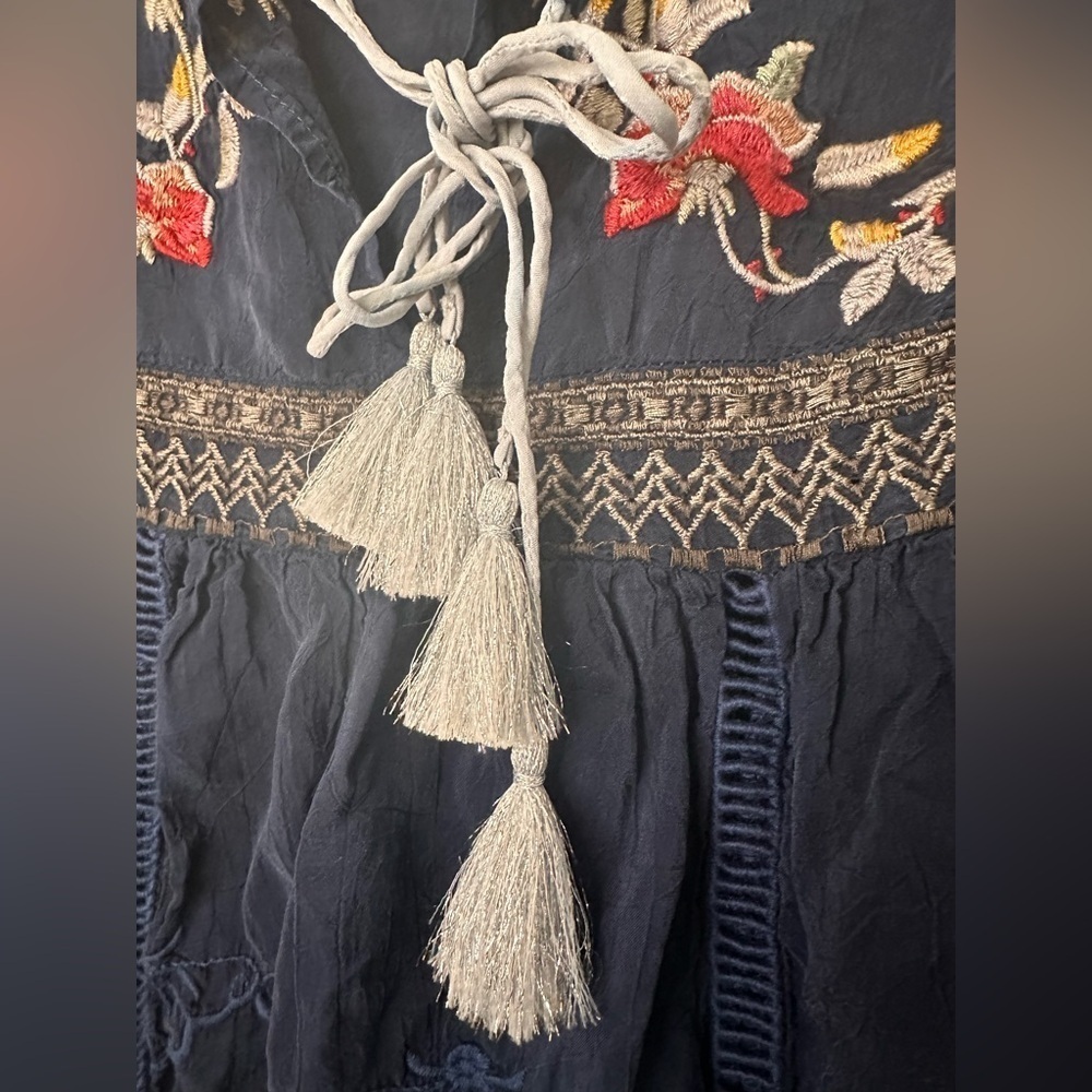 JOHNNY WAS Blue Edda Embroidered Dress XS - Picture 6 of 14
